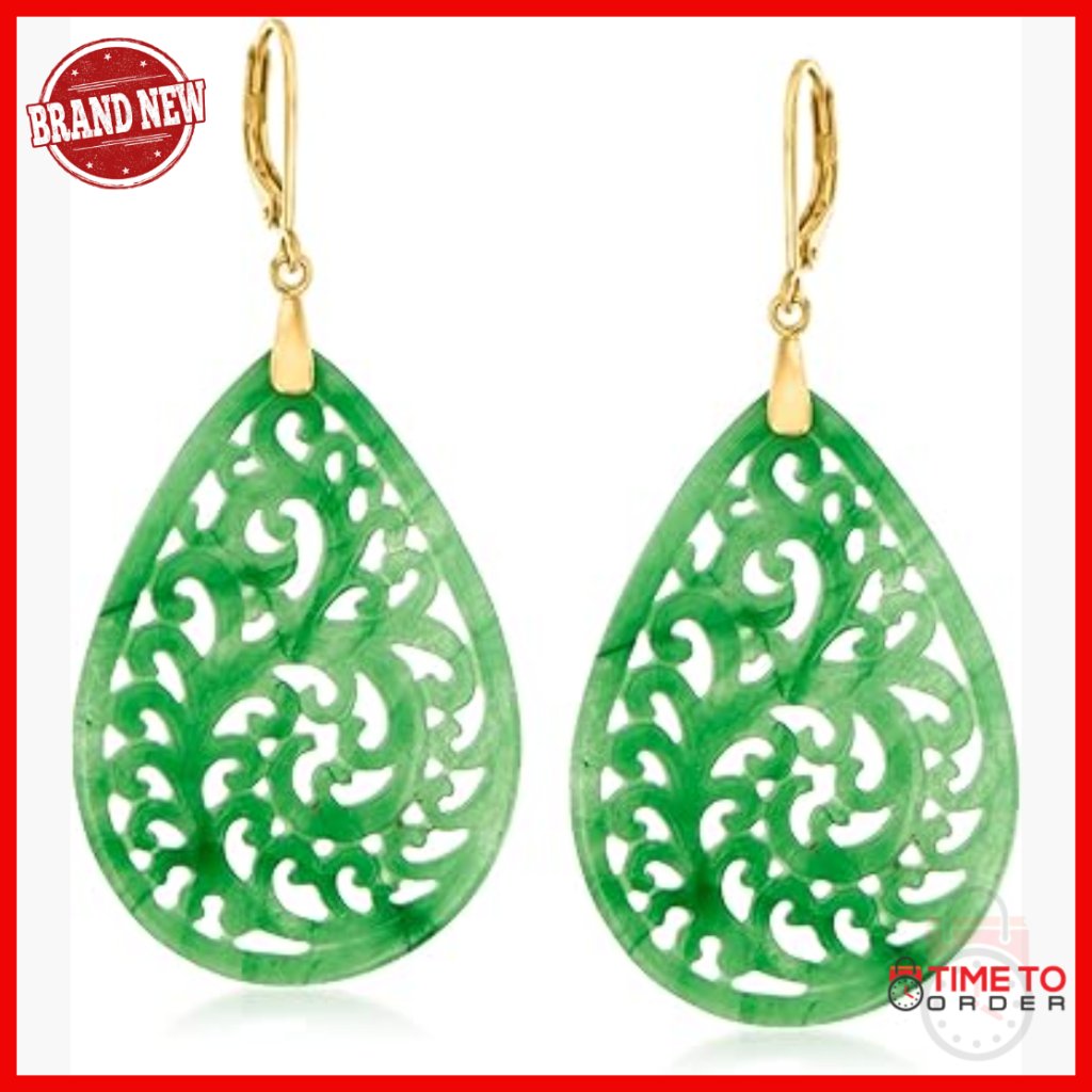 18kt Gold Over Sterling Jade Teardrop Earrings With Lever Back